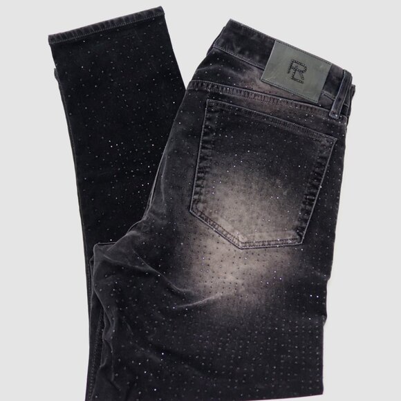 Ralph Lauren Purple Label 28 Black Velvet Pants Rhinestone Embellished 105 - Picture 15 of 15